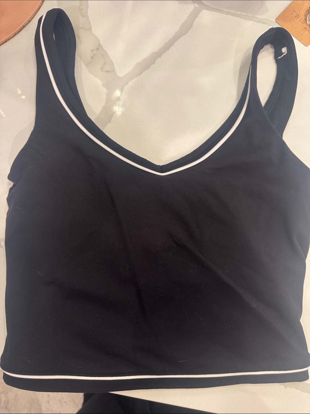 Black Travel/Leisure Bralette with White Piping